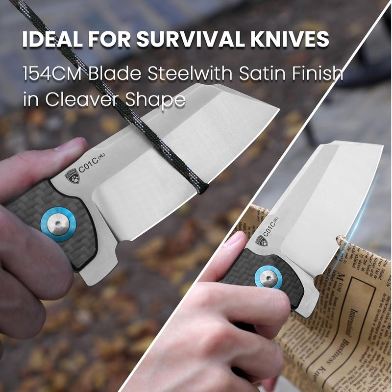 KIZER C01c (XL) Sheepdog Pocket Knife, 154CM Sheepsfoot Blade Folding Knife with Gray Carbon Fiber G10 Handle, Camping Knives with Clip for Men Women, EDC Hunting Survival Knives, V5488C3 - Image 2